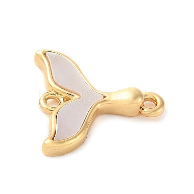 Brass Pave Natural White Shell Connector Charms KK-S522-03A-G-1