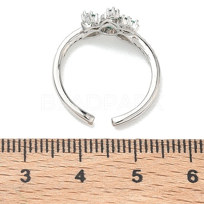 Brass Micro Pave Cubic Zirconia Cuff Open Rings RJEW-Z145-06P-1