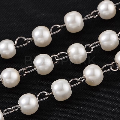 Handmade Glass Pearl Beaded Chains for Necklaces Bracelets Making AJEW-JB00133-01-1