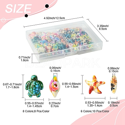 124Pcs 14 Styles Synthetic Turquoise Dyed Beads G-FS0005-88-1