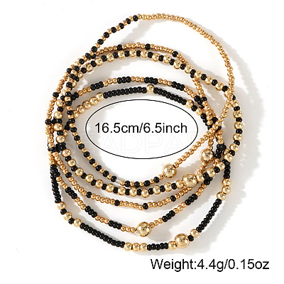 Gold Beaded Bracelet Set Summer 2025 Stylish and Versatile Five-Piece Jewelry Collection AJ2042-2-1