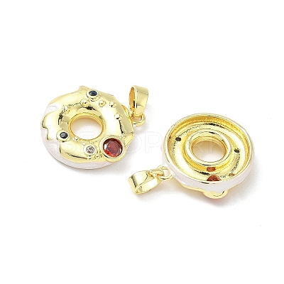 Brass Micro Pave Cubic Zirconia with Enamel Pendants KK-Z134-16G-02-1