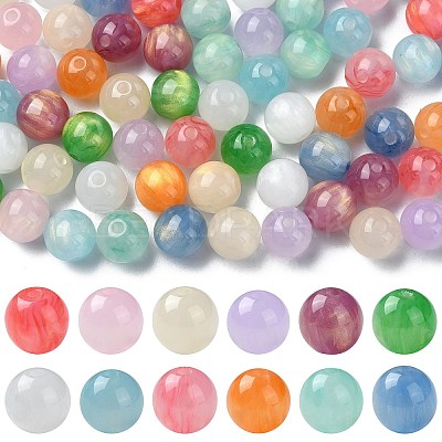 100Pcs 11 Colors Resin Imitation Cat Eye Beads FIND-CJ0003-15-1