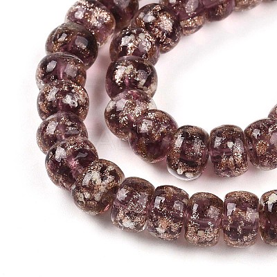 Luminous Handmade Gold Foil Glass Beads Strands FOIL-N029-02A-02-1