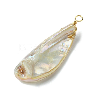 Electroplated Natural Freshwater Shell Pendants PALLOY-JF03336-1