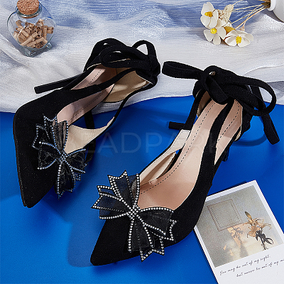 Cloth Rhinestone Bowknot Shoe Decoration FIND-WH0199-63B-1