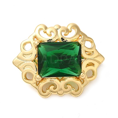 Brass with Glass Fold Over Clasps KK-G505-06G-1
