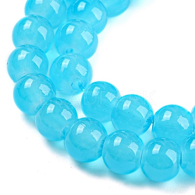 Baking Paint Imitation Jade Glass Round Bead Strands DGLA-Q021-6mm-06-1