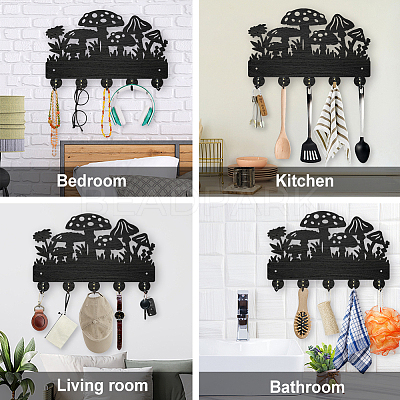 Wood & Iron Wall Mounted Hangers HJEW-WH0055-094-1