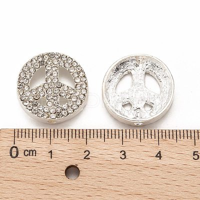 Peace Sign Alloy Crystal Rhinestone Beads LS-RB-J451-01S-1