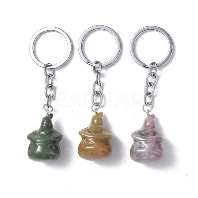 Natural Indian Agate Keychains KEYC-P011-04P-04-1