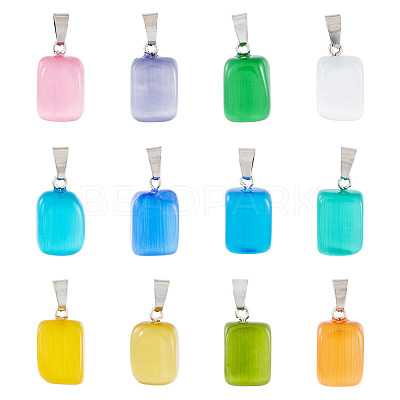 12Pcs 12 Colors Cat Eye Pendants CE-TA0001-04-1