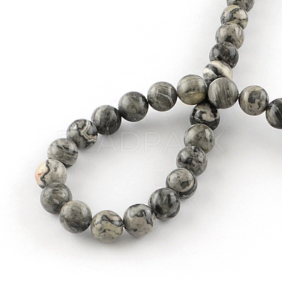 Natural Map Stone/Picasso Stone/Picasso Jasper Beads Strands G-S188-8mm-1