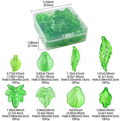 120Pcs 8 Styles Transparent Acrylic Pendants OACR-FS0001-71-1