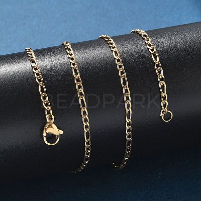 Ion Plating(IP) 304 Stainless Steel Figaro Chain Necklaces STAS-K168-02G-1