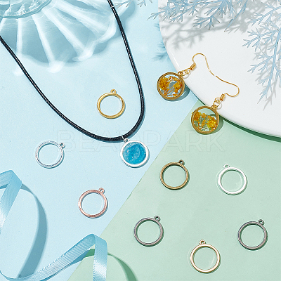 168Pcs 7 Colors Alloy Open Back Bezel Pendants FIND-PH0018-77-1