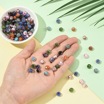 20Pcs Handmade Silver Foil Glass Lampwork Beads LAMP-YW0001-77-1
