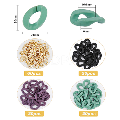 Spray Painted ABS Plastic & Acrylic Linking Rings OACR-FH0001-040-1
