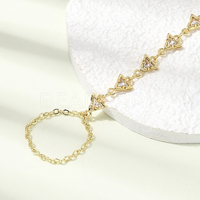 Brass Micro Pave Cubic Zirconia Mittens Bracelets BJEW-C156-01G-06-1