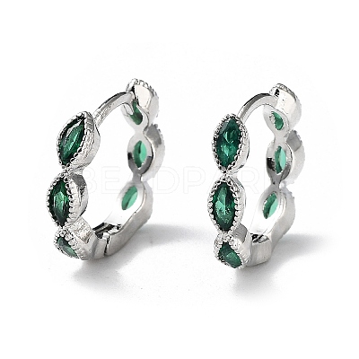 Green Cubic Zirconia Horse Eye Wrap Hoop Earrings LS-EJEW-K083-34P-C-1