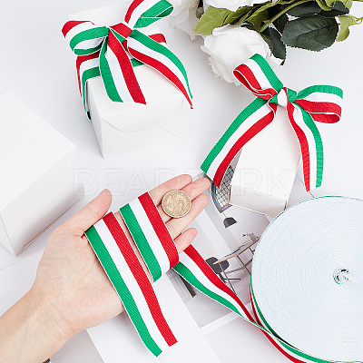 Polyester Grosgrain Ribbon SRIB-WH0009-02A-1