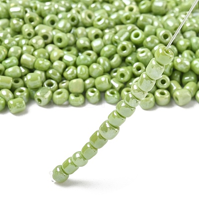 6/0 Opaque Colors Lustered Round Glass Seed Beads X-SEED-A012-4mm-124-1