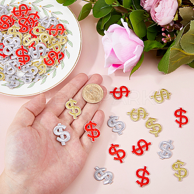 60Pcs 3 Colors Dollar Sign Computerized Embroidery Cloth Self Adhesive Patches PATC-FH0001-30-1