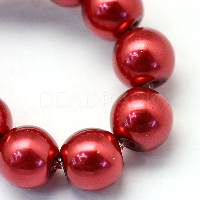 Baking Paint Pearlized Glass Pearl Round Bead Strands X-HY-Q330-8mm-51-1