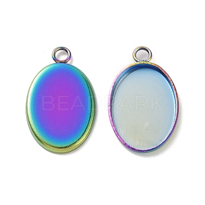 Ion Plating(IP) 304 Stainless Steel Pendant Cabochon Settings X-STAS-H383-12M-1