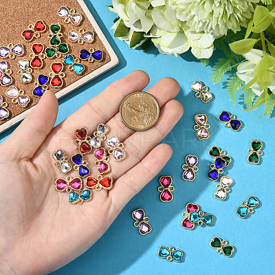 48Pcs 8 Colors Alloy Rhinestone Connector Charms FIND-SC0017-17-1