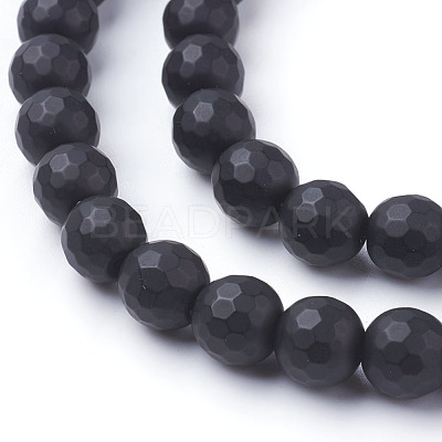 Synthetic Black Stone Beads Strands G-C059-8mm-1-1