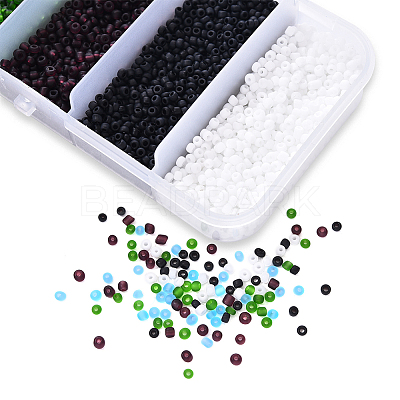 6000Pcs 5 Colors Frosted Opaque Glass Seed Beads SEED-YW0001-17-1