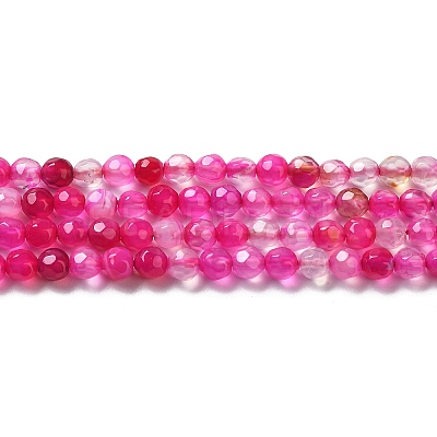Faceted Natural Striped Agate/Banded Agate Beads Strands X-G-F447-4mm-H08-1