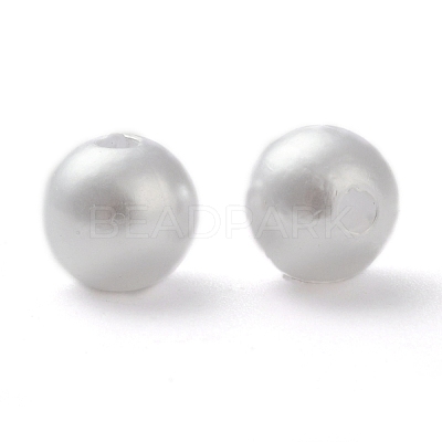 ABS Plastic Imitation Pearl Ball Beads X-MACR-A004-8mm-01-1