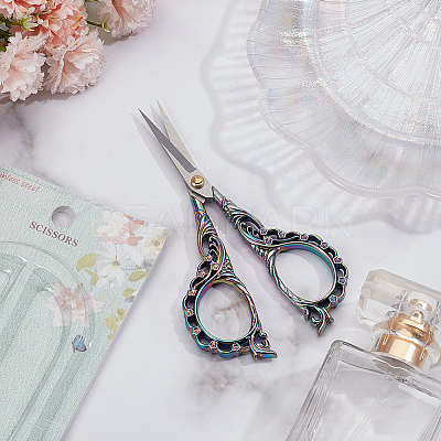 1Pc Peach Blossom Stainless Steel Scissors AJEW-SC0002-78A-1