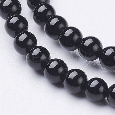 Natural Dyed & Heated Black Onyx Round Beads Strands X-GSR4mmC097-1