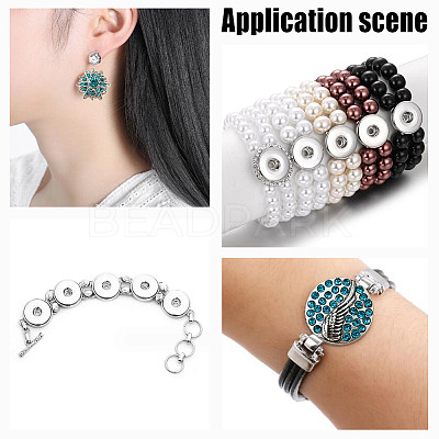 20Pcs Alloy Rhinestone Snap Button BUTT-GO0001-03B-1