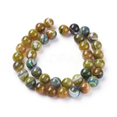 Natural Striped Agate/Banded Agate Beads Strands G-G582-10mm-44-1