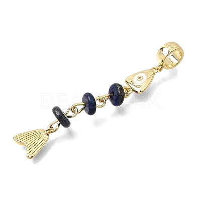 Brass Pave Cubic Zirconia Clear Cubic Zirconia & Natural Lapis Lazuli & Enamel European Dangle Charms GG-CBA3401-01G-B06-1