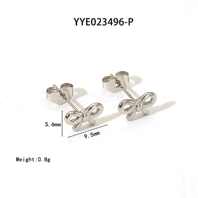 Elegant 304 Stainless Steel Bowknot Stud Earrings CR5364-4-1