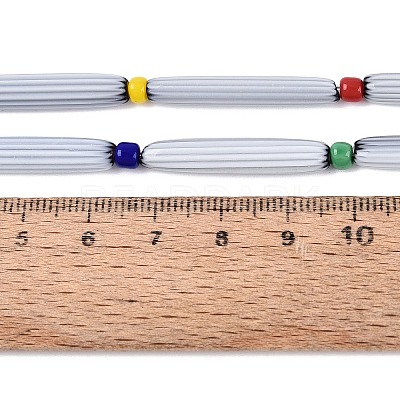 Handmade Millefiori Glass Lampwork Strip Beads Strands LA-N047-01I-1