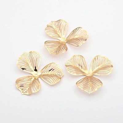 3-Petal Flower Rack Plating Iron Bead Caps X-IFIN-D071-1