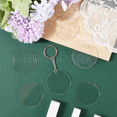 50Pcs Transparent Acrylic Disc Big Pendants TACR-YW0003-12-1