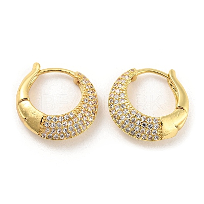 Brass Micro Pave Cubic Zirconia Hoop Earrings EJEW-C066-06G-1