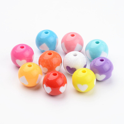 Mixed Color Heart Acrylic Beads for Chunky Necklaces X-YPL454-1