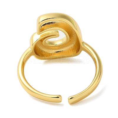 Initials Brass Open Cuff Ring for Women RJEW-N046-02G-G-1