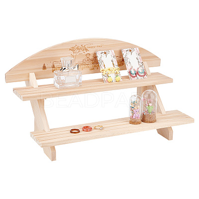 DIY 2 Tier Stair Style Wooden Plant Stand Kit ODIS-WH0299-11B-1