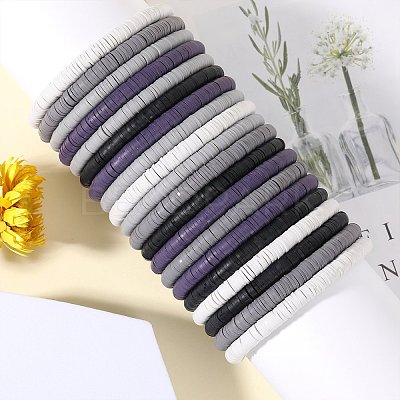 Polymer Clay Heishi Surfer Stretch Bracelets Set BJEW-SW00124-1