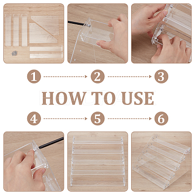 Transparent Acrylic 5 Layers Nail Polish Display Rack ODIS-UN0001-22B-1