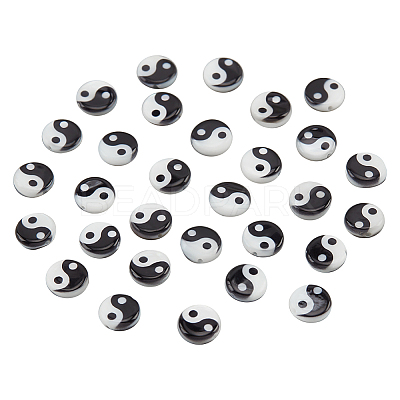 50Pcs Natural Freshwater Shell Printed Beads SHEL-NB0001-56A-1